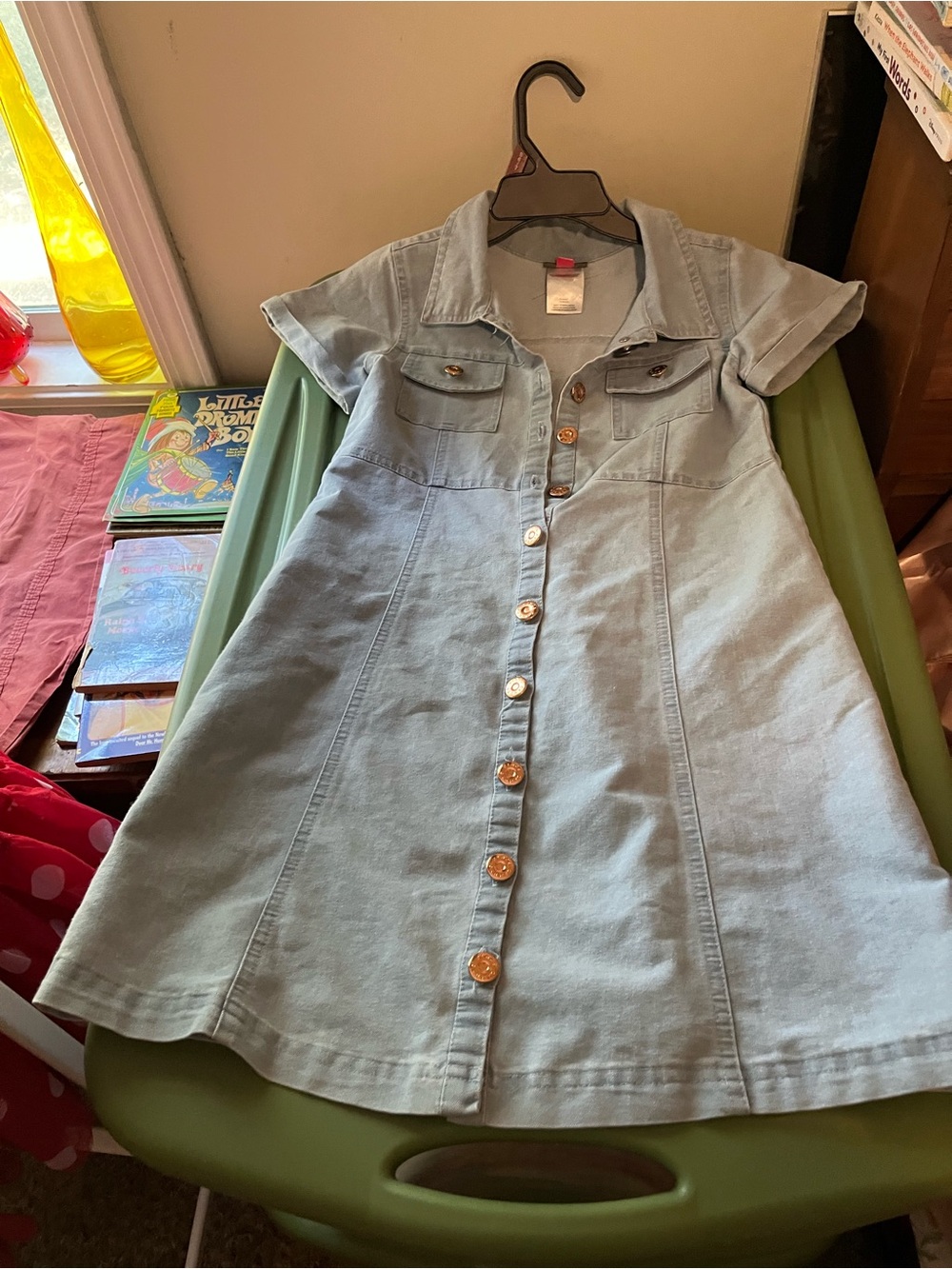 Vince Camuto Light Blue Denim Button-Front Girls' Dress
